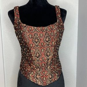 Gigi Clark rare silk intricate beaded corset bustier top